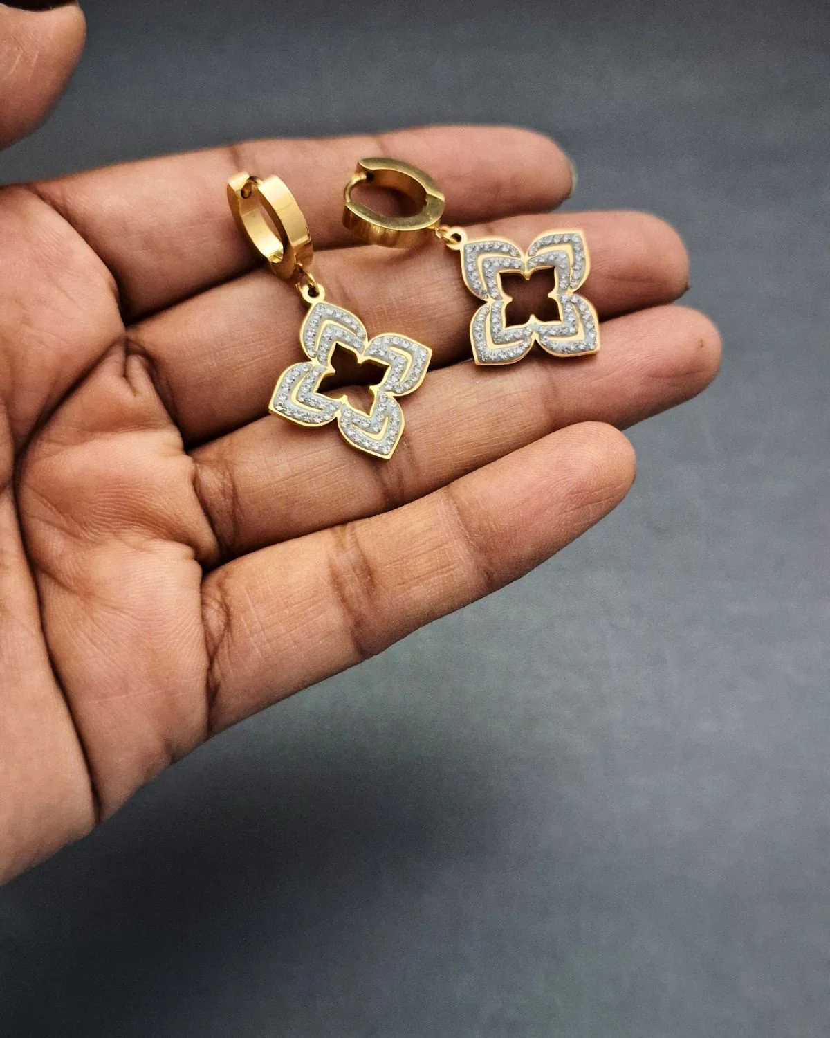 Zevarly Vedika Classic Goldline Anti tarnish Earrings - Image 2