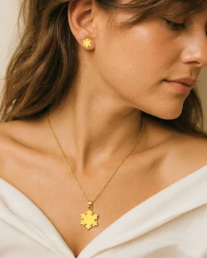 Zevarly Daksha Gold Plated Anti Tarnish Pendant Set