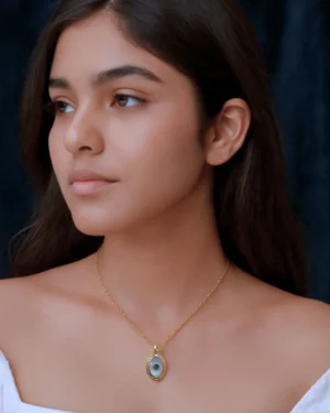 Zevarly Diya Evil Eye Anti Tarnish Pendant