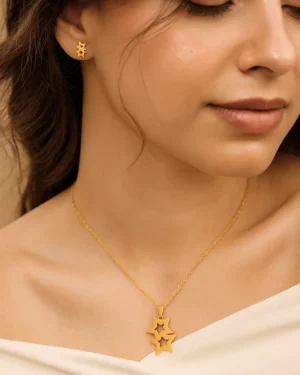 Zevarly Leela Star Anti Tarnish Pendant Set