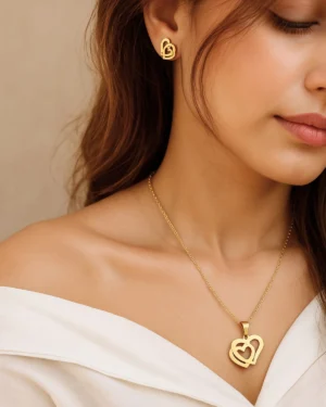 Zevarly Swastika Gold Plated Anti Tarnish Pendant Set