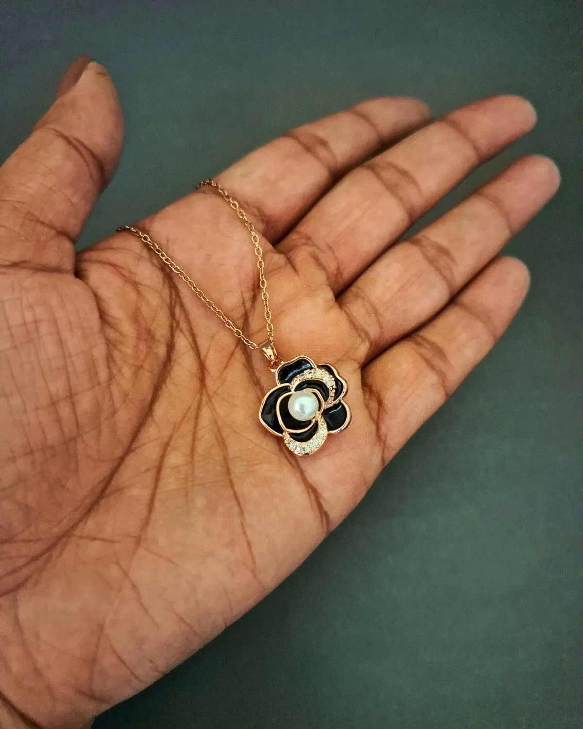 Zevarly Vamika Rose Gold Plated Anti Tarnish Pendant - Image 3